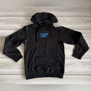 LGND Supply Co Blue Letter Upside Down Embroidered Hoodie Black XS NWT